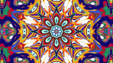 Yaz için renkli simetrik soyut kaleydoskop arkaplan deseni