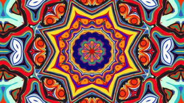 Yaz için renkli simetrik soyut kaleydoskop arkaplan deseni