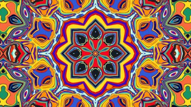 Yaz için renkli simetrik soyut kaleydoskop arkaplan deseni