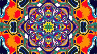 Yaz için renkli simetrik soyut kaleydoskop arkaplan deseni