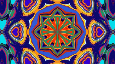 Yaz için renkli simetrik soyut kaleydoskop arkaplan deseni