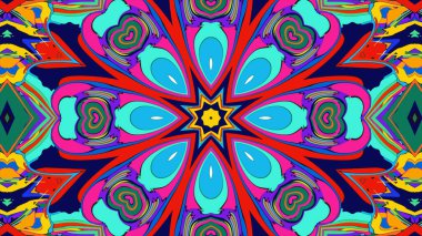 Yaz için renkli simetrik soyut kaleydoskop arkaplan deseni