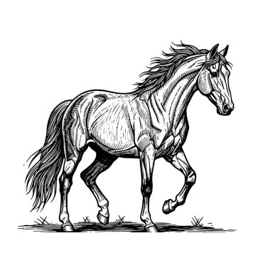 Siyah At beyaz arkaplanda koşuyor