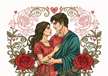 Sevgililer Günü tebrik kartının vektör çizimi