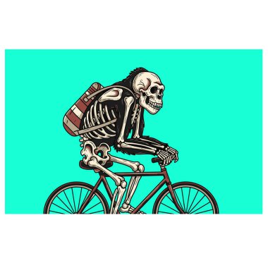 Kafatası ve iskelet denizde. vektör el çizimi resimleme