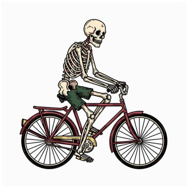 Klasik çizim iskelet bisiklete binme
