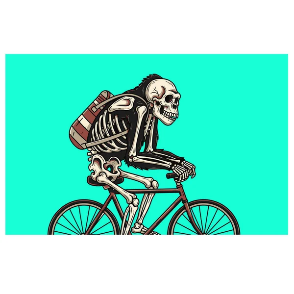 Kafatası ve iskelet denizde. vektör el çizimi resimleme