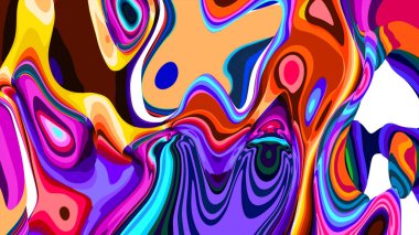 Renkli soyut desenler kıvrılıyor ve canlı bir şekilde birbirine karışıyor