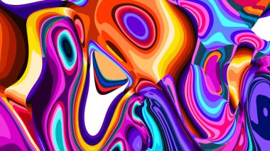 Renkli soyut desenler kıvrılıyor ve canlı bir şekilde birbirine karışıyor