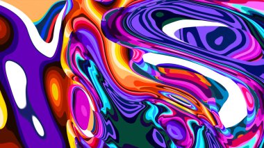 Renkli soyut desenler kıvrılıyor ve canlı bir şekilde birbirine karışıyor