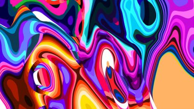 Renkli soyut desenler kıvrılıyor ve canlı bir şekilde birbirine karışıyor