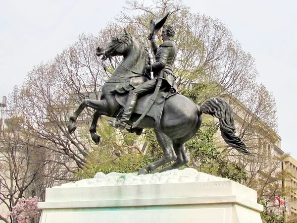 Washington Lafayette Park Andrew Jackson Statue 2011 — Stock Photo, Image