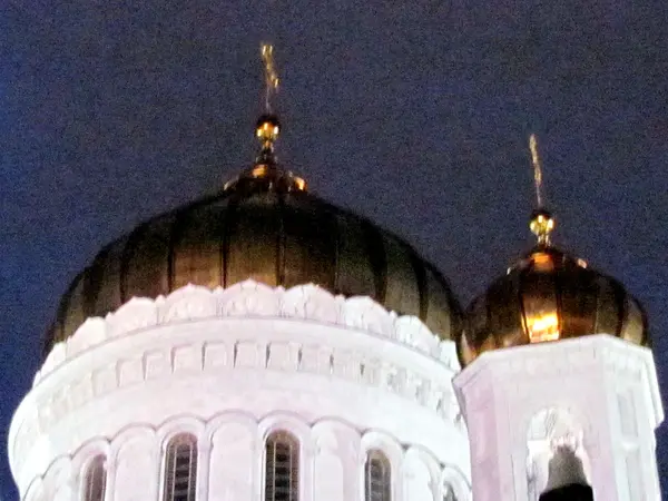 Catedral de Moscou de Cristo Salvador duas cúpulas noite 2011 — Fotografia de Stock