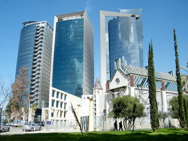Tel Aviv skyscrapers and cypress 2011 — Stock Photo, Image