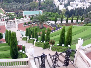 Haifa Bahai bahçeleri 2003 manzara