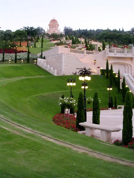 Haifa Bahai Gardens lumina de seară 2003 — Fotografie, imagine de stoc