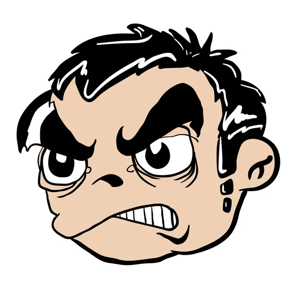 Angry boy head — Stock Vector