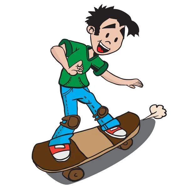 Ragazzo su skate cartone animato illustrazione — Vettoriale Stock