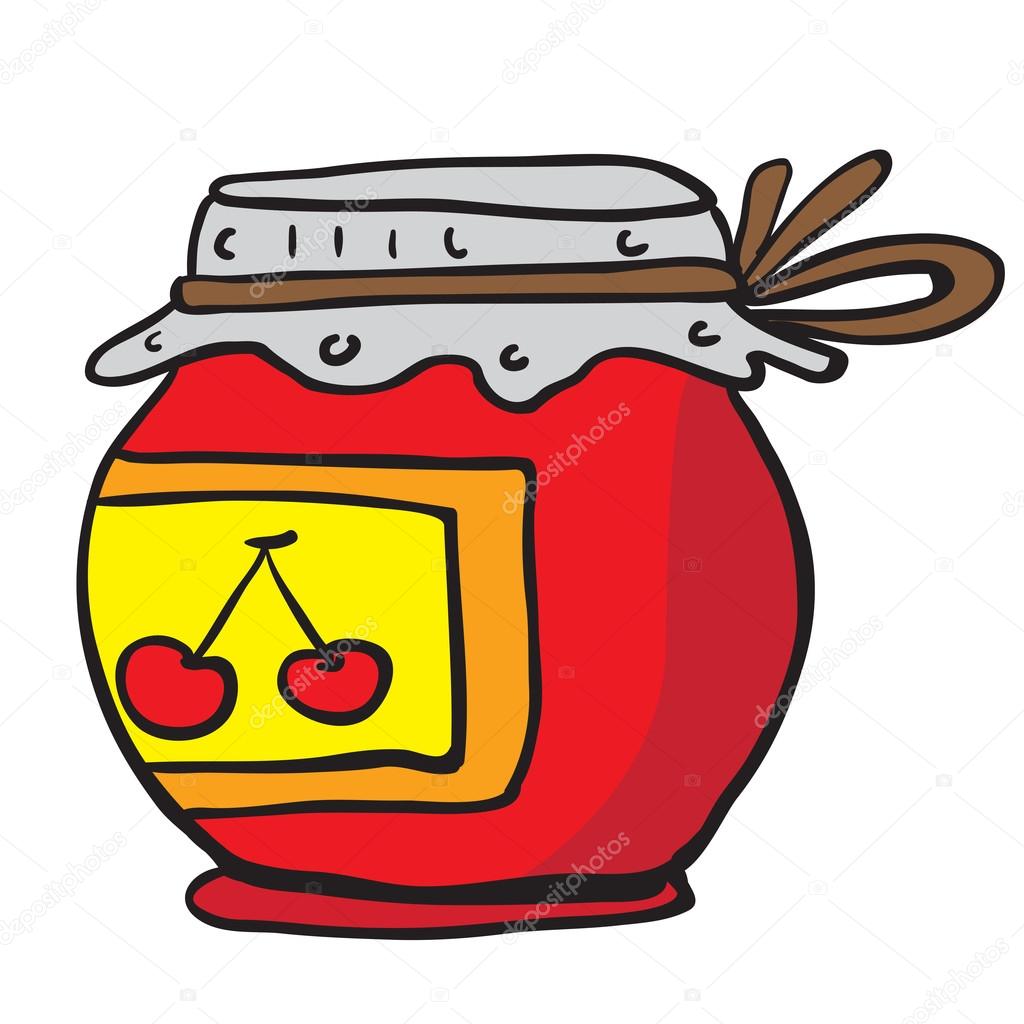 Download cherry jam jar cartoon — Stock Vector © ainsel #106819246