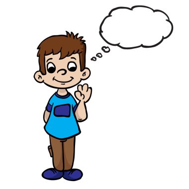 Çocuk dalga ile düşünce balonu