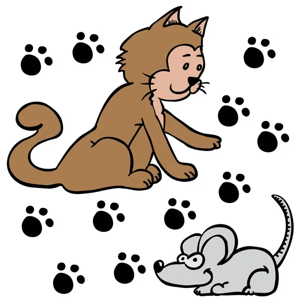 Cat and mouse cartoon illustration — Stock Vector