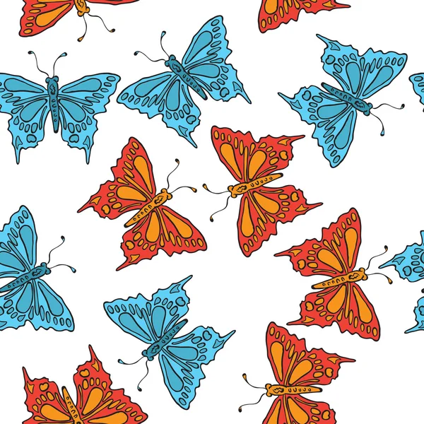 화이트에 나비 원활한 패턴 — 스톡 벡터