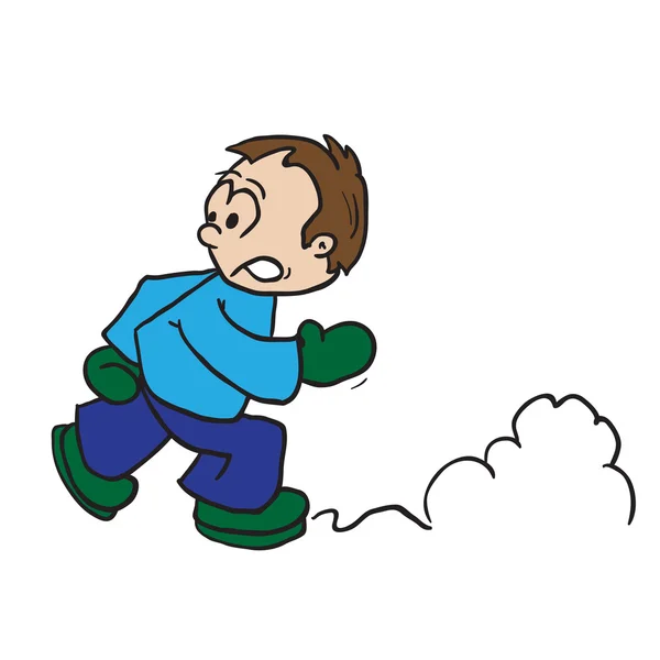 Cartoon boy running scared Stock Illustration