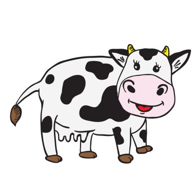 sevimli inek karikatür çizimi