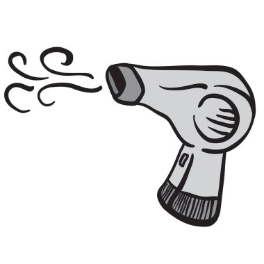saç kurutma makinesi karikatür doodle