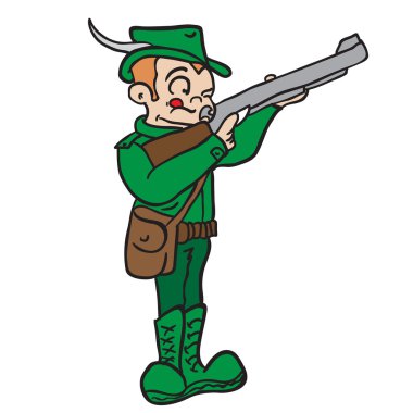 avcı hedefleyen çizgi film illüstrasyon