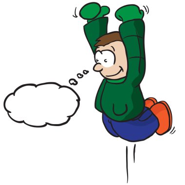 düşünce balonu ile çocuk atlama