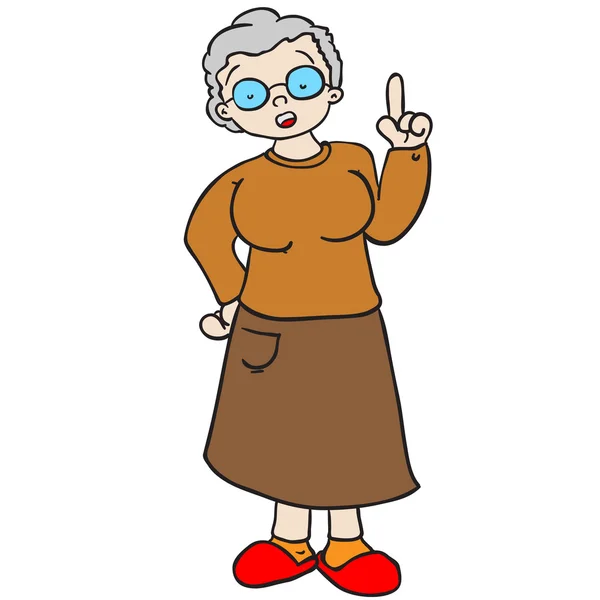 Grandmother talking with raised finger — Stock Vector