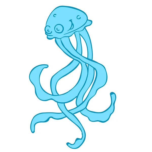 Medusas dibujos animados garabato aislado en blanco — Vector de stock