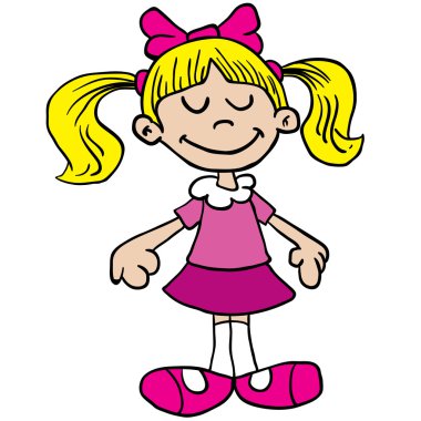 little girl in pink dress cartoon clipart