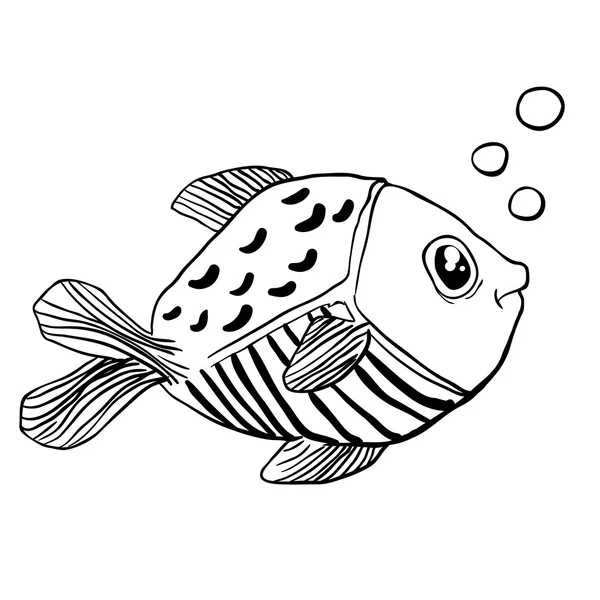 Doodle de peixe bonito pouco — Vetor de Stock