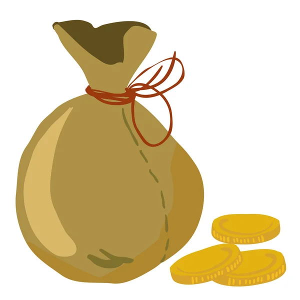 Moneybag with some coins — Stock Vector