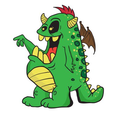 canavar çizgi film illüstrasyon izole beyaz