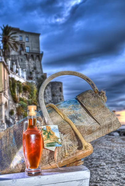 Ampoule of colatura di alici   Cetara fishing village Amalfi coa — Stock Photo, Image