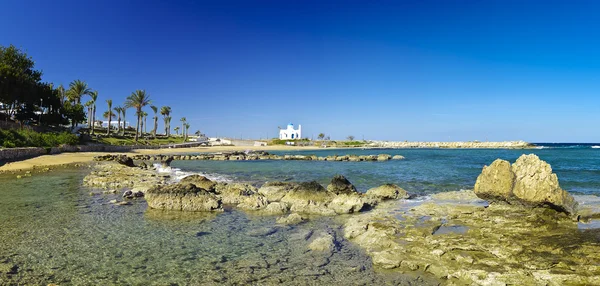 Nicholaos cappella Kalamies spiaggia Protaras villaggio Ciprus Immagini Stock Royalty Free