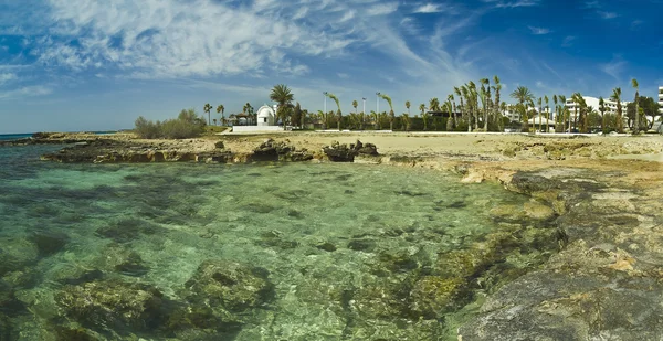 Kostel Nissi beach Kypr ostrov — Stock fotografie