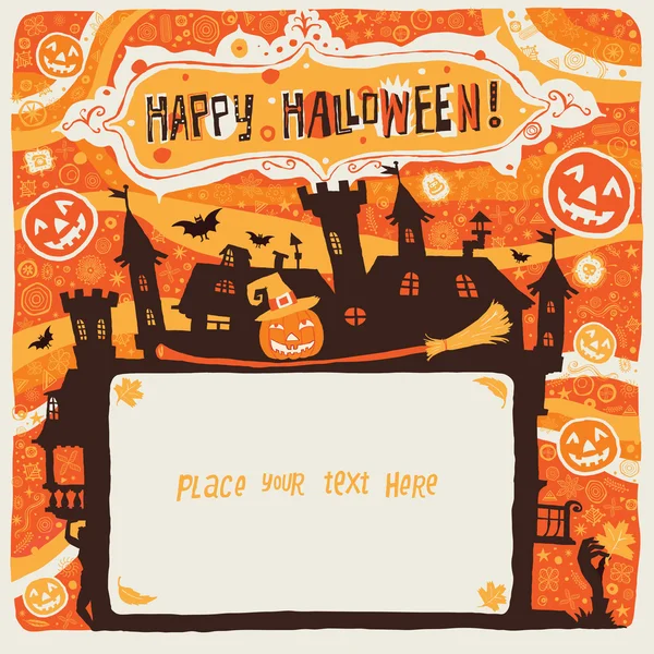 Tarjeta postal, póster, adorno o fondo para la invitación a la fiesta de Halloween . — Vector de stock