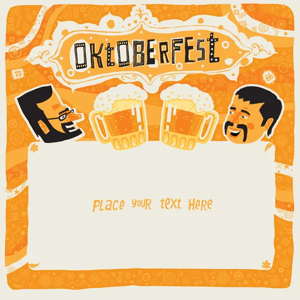 Oktoberfest briefkaart, posters, achtergrond, sieraad of partij uitnodiging — Stockvector