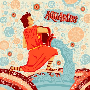 astrolojik Zodyak işareti kova. burç işaretleri kümesi bir parçası. vektör çizim.