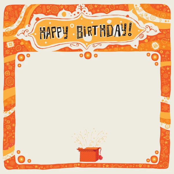 Joyeux anniversaire carte postale, affiche, fond, ornement ou invitation. Illustration vectorielle . — Image vectorielle