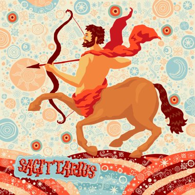Astrolojik Zodyak işareti yay. Burç işaretleri bir dizi parçası. Vektör çizim.