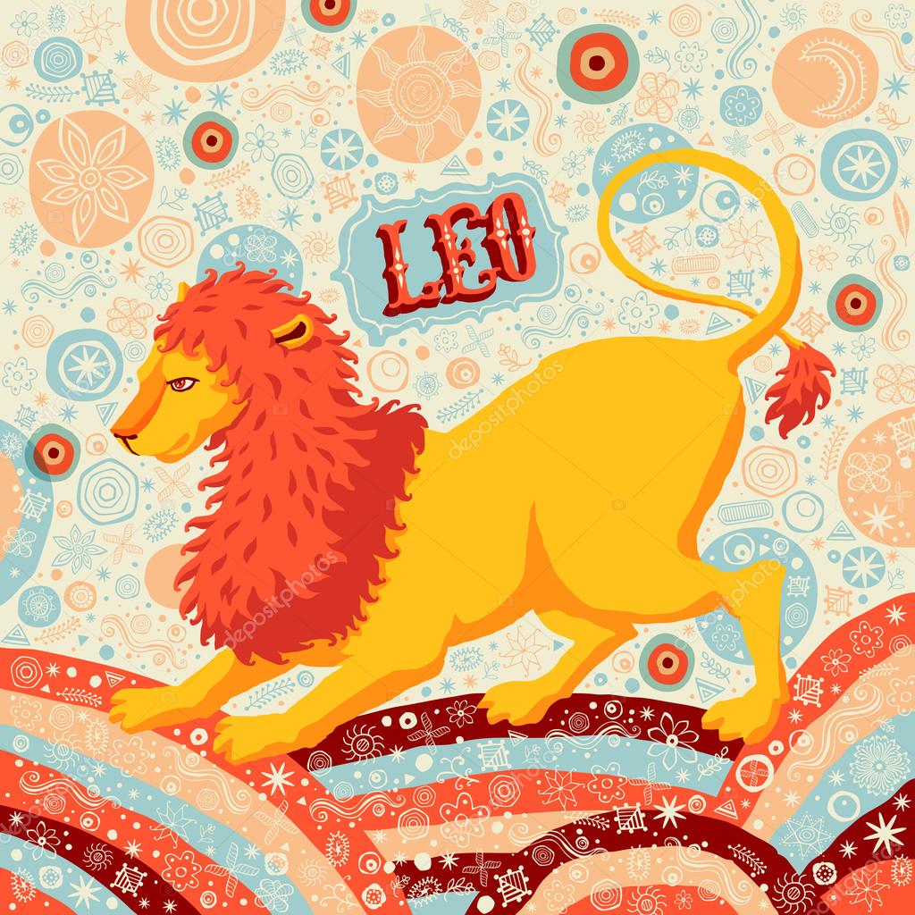 Signo Del Zodiaco Astrológico Leo O León Parte De Un Conjunto De