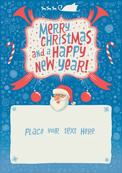 Joyeux Noël et bonne année Carte de voeux, affiche ou fond pour invitation de fête avec typographie à lettrage à la main . — Image vectorielle