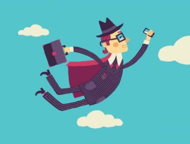 Elinde bir akıllı telefon ile işadamı bulut Depolama Birimi'ni uçar. 4 k video klip.