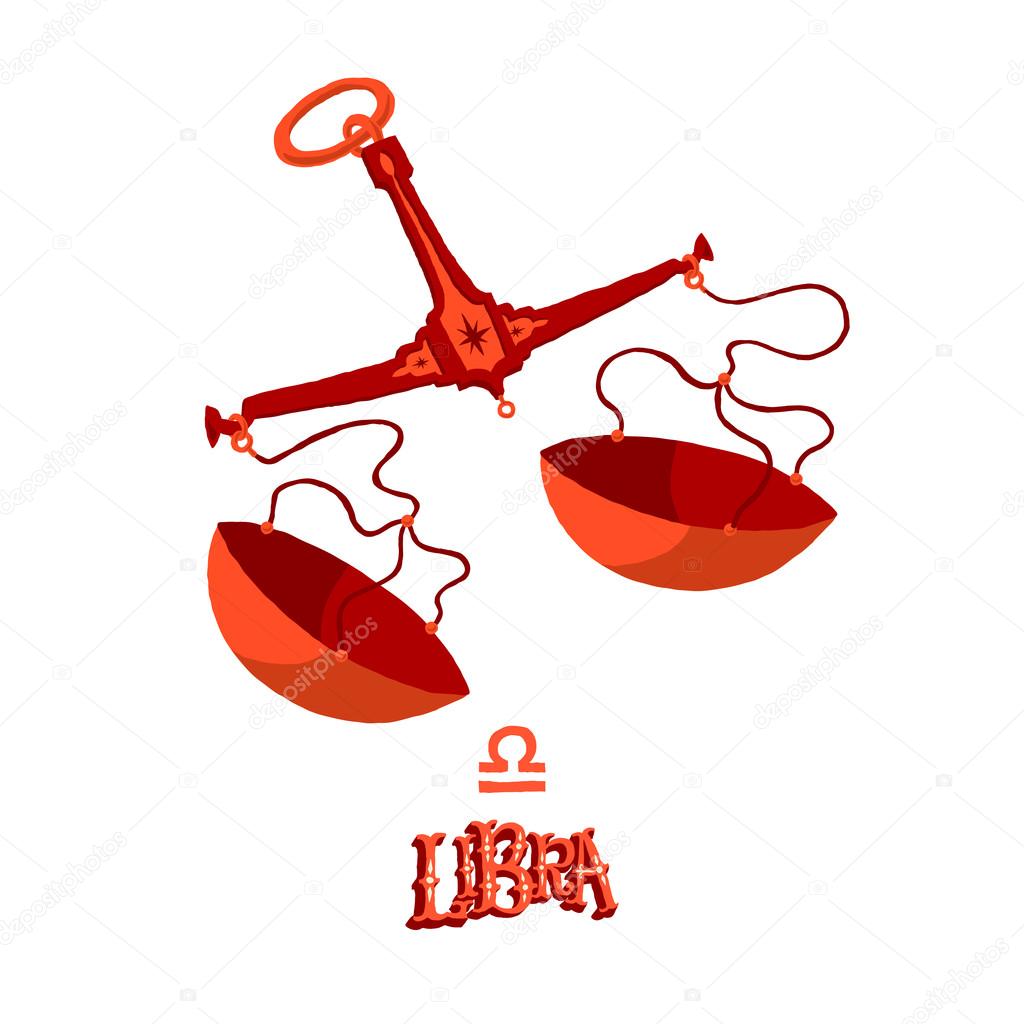 Astrological zodiac sign Libra. Part of a set of horoscope signs. Isolated vector illustration on white background.