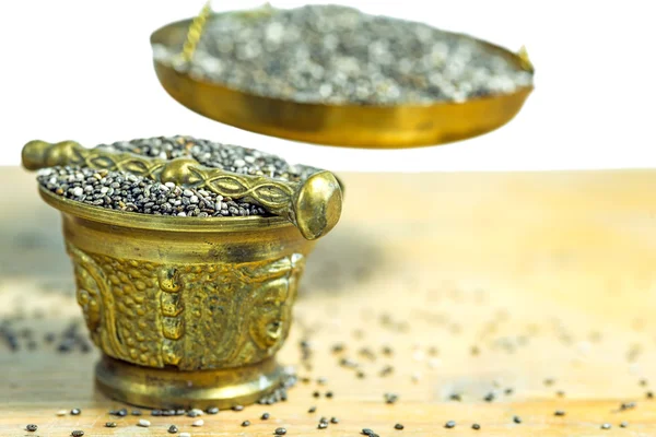 Chia seeds on a balance — Stock Photo, Image